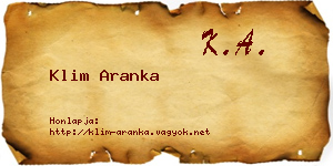 Klim Aranka névjegykártya